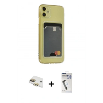 MARSİLYAN™- iPhone 11 Kılıf Doruk Klasik Koleksiyonu - Şeffaf Uv Polymer Nano Ekran Koruyucu + Pers Alüminyum Kamera Lens - GD
