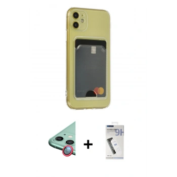 MARSİLYAN™- iPhone 11 Kılıf Doruk Klasik Koleksiyonu - Şeffaf Uv Polymer Nano Ekran Koruyucu + Raze Metal Kamera Lens - KI