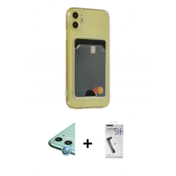MARSİLYAN™- iPhone 11 Kılıf Doruk Klasik Koleksiyonu - Şeffaf Uv Polymer Nano Ekran Koruyucu + Raze Metal Kamera Lens - MI