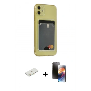 MARSİLYAN™- iPhone 11 Kılıf Doruk Klasik Koleksiyonu - Siyah 3D Antistatik Mat Seramik Nano Ekran Koruyucu + Renkli Kamera Lens Koruma Cam - TU