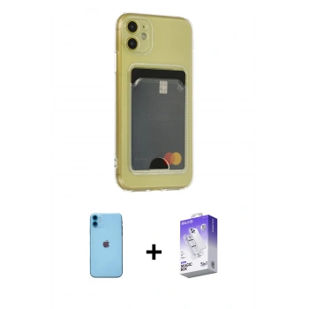 MARSİLYAN™- iPhone 11 Kılıf Doruk Klasik Koleksiyonu - Siyah Bilvis 5in1 3D Magic Cam Ekran Koruyucu + Neon Fosforlu Kamera Lens - MI