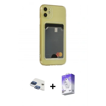 MARSİLYAN™- iPhone 11 Kılıf Doruk Klasik Koleksiyonu - Siyah Bilvis 5in1 3D Magic Cam Ekran Koruyucu + Pers Alüminyum Kamera Lens - LT