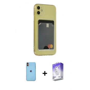 MARSİLYAN™- iPhone 11 Kılıf Doruk Klasik Koleksiyonu - Siyah Bilvis 5in1 3D Magic Cam Ekran Koruyucu + Neon Fosforlu Kamera Lens - TU