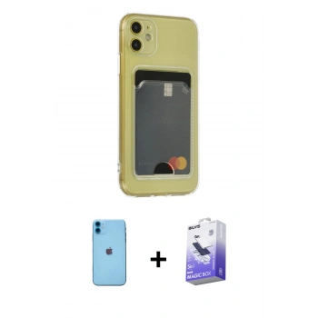 MARSİLYAN™- iPhone 11 Kılıf Doruk Klasik Koleksiyonu - Siyah Bilvis 5in1 5D Magic Hayalet Cam Ekran Koruyucu + Neon Fosforlu Kamera Lens - MI