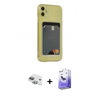 MARSİLYAN™- iPhone 11 Kılıf Doruk Klasik Koleksiyonu - Siyah Bilvis 5in1 5D Magic Hayalet Cam Ekran Koruyucu + Pers Alüminyum Kamera Lens - YL