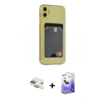 MARSİLYAN™- iPhone 11 Kılıf Doruk Klasik Koleksiyonu - Siyah Bilvis 5in1 5D Magic Hayalet Cam Ekran Koruyucu + Pers Alüminyum Kamera Lens - GD