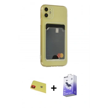 MARSİLYAN™- iPhone 11 Kılıf Doruk Klasik Koleksiyonu - Siyah Bilvis 5in1 5D Magic Hayalet Cam Ekran Koruyucu + Rainbow Kamera Lens Koruma Cam - KI