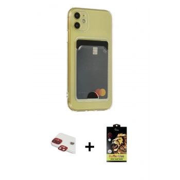 MARSİLYAN™- iPhone 11 Kılıf Doruk Klasik Koleksiyonu - Siyah Buffer Cam Ekran Koruyucu + Pers Alüminyum Kamera Lens - KI
