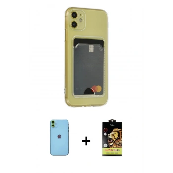 MARSİLYAN™- iPhone 11 Kılıf Doruk Klasik Koleksiyonu - Siyah Buffer Cam Ekran Koruyucu + Neon Fosforlu Kamera Lens - YL