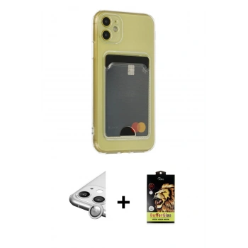 MARSİLYAN™- iPhone 11 Kılıf Doruk Klasik Koleksiyonu - Siyah Buffer Cam Ekran Koruyucu + Raze Metal Kamera Lens - GS