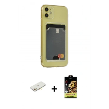 MARSİLYAN™- iPhone 11 Kılıf Doruk Klasik Koleksiyonu - Siyah Buffer Cam Ekran Koruyucu + Renkli Kamera Lens Koruma Cam - SI
