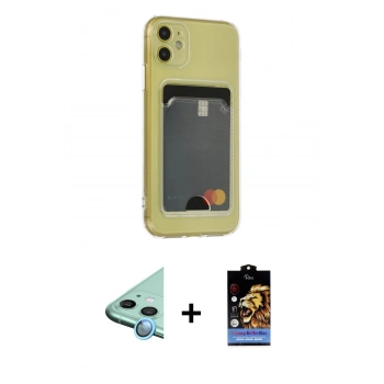 MARSİLYAN™- iPhone 11 Kılıf Doruk Klasik Koleksiyonu - Siyah Buffer Hayalet Cam Ekran Koruyucu + Raze Metal Kamera Lens - MI
