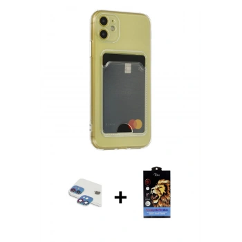 MARSİLYAN™- iPhone 11 Kılıf Doruk Klasik Koleksiyonu - Siyah Buffer Hayalet Cam Ekran Koruyucu + Pers Alüminyum Kamera Lens - GI