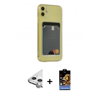 MARSİLYAN™- iPhone 11 Kılıf Doruk Klasik Koleksiyonu - Siyah Buffer Hayalet Cam Ekran Koruyucu + Raze Metal Kamera Lens - GS