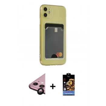 MARSİLYAN™- iPhone 11 Kılıf Doruk Klasik Koleksiyonu - Siyah Buffer Hayalet Cam Ekran Koruyucu + Raze Metal Kamera Lens - SH