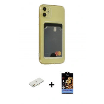 MARSİLYAN™- iPhone 11 Kılıf Doruk Klasik Koleksiyonu - Siyah Buffer Hayalet Cam Ekran Koruyucu + Renkli Kamera Lens Koruma Cam - TU