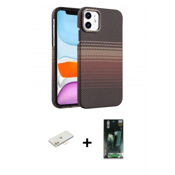 MARSİLYAN™- iPhone 11 Kılıf Doruk Serisi - Şeffaf 360 Full Body Arka Koruyucu + Renkli Kamera Lens Koruma Cam - SI