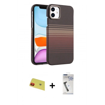 MARSİLYAN™- iPhone 11 Kılıf Doruk Serisi - Şeffaf Uv Polymer Nano Ekran Koruyucu + Rainbow Kamera Lens Koruma Cam - KI