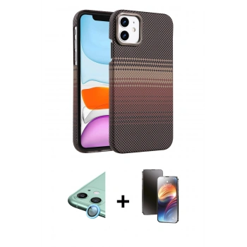 MARSİLYAN™- iPhone 11 Kılıf Doruk Serisi - Siyah 3D Antistatik Mat Seramik Nano Ekran Koruyucu + Raze Metal Kamera Lens - MI