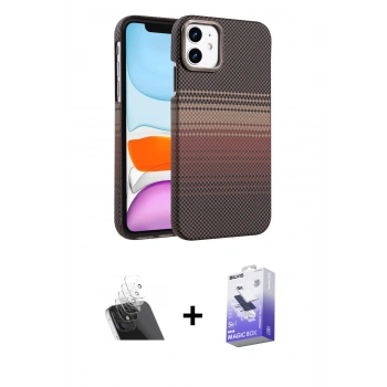MARSİLYAN™- iPhone 11 Kılıf Doruk Serisi - Siyah Bilvis 5in1 5D Magic Hayalet Cam Ekran Koruyucu + Kamera Lens Koruma Cam - SF
