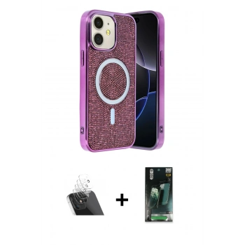 MARSİLYAN™- iPhone 11 Kılıf Eksen Çizgi - Şeffaf 360 Full Body Arka Koruyucu + Kamera Lens Koruma Cam - SF