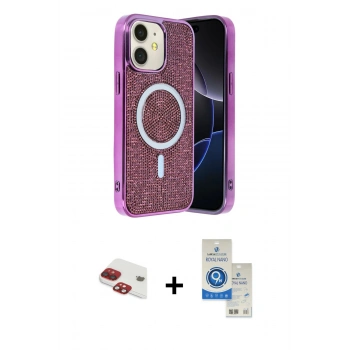 MARSİLYAN™- iPhone 11 Kılıf Eksen Çizgi - Şeffaf Royal Nano Ekran Koruyucu + Pers Alüminyum Kamera Lens - KI