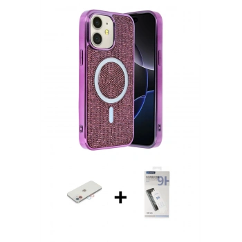 MARSİLYAN™- iPhone 11 Kılıf Eksen Çizgi - Şeffaf Uv Polymer Nano Ekran Koruyucu + Renkli Kamera Lens Koruma Cam - PE