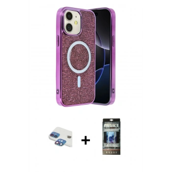 MARSİLYAN™- iPhone 11 Kılıf Eksen Çizgi - Siyah 34D Hayalet Izgaralı Cam + Pers Alüminyum Kamera Lens - GI