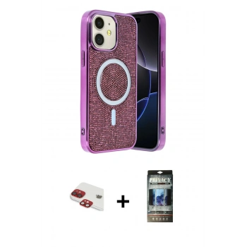 MARSİLYAN™- iPhone 11 Kılıf Eksen Çizgi - Siyah 34D Hayalet Izgaralı Cam + Pers Alüminyum Kamera Lens - KI