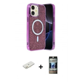 MARSİLYAN™- iPhone 11 Kılıf Eksen Çizgi - Siyah 34D Hayalet Izgaralı Cam + Renkli Kamera Lens Koruma Cam - TU