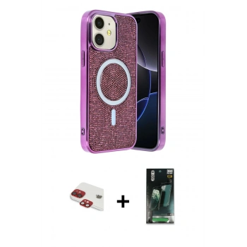 MARSİLYAN™- iPhone 11 Kılıf Eksen Çizgi - Siyah 360 Mat Full Body Arka Koruyucu + Pers Alüminyum Kamera Lens - KI