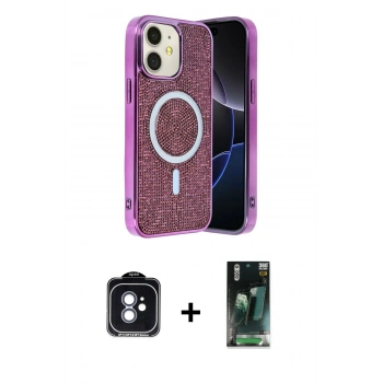 MARSİLYAN™- iPhone 11 Kılıf Eksen Çizgi - Siyah 360 Mat Full Body Arka Koruyucu + PVD Metal Kamera Lens - MI