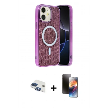 MARSİLYAN™- iPhone 11 Kılıf Eksen Çizgi - Siyah 3D Antistatik Mat Seramik Nano Ekran Koruyucu + Pers Alüminyum Kamera Lens - LT