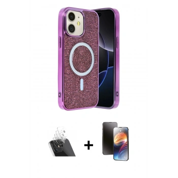 MARSİLYAN™- iPhone 11 Kılıf Eksen Çizgi - Siyah 3D Antistatik Mat Seramik Nano Ekran Koruyucu + Kamera Lens Koruma Cam - SF