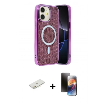 MARSİLYAN™- iPhone 11 Kılıf Eksen Çizgi - Siyah 3D Antistatik Mat Seramik Nano Ekran Koruyucu + Renkli Kamera Lens Koruma Cam - TU