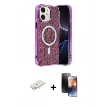 MARSİLYAN™- iPhone 11 Kılıf Eksen Çizgi - Siyah 3D Antistatik Mat Seramik Nano Ekran Koruyucu + Renkli Kamera Lens Koruma Cam - YL