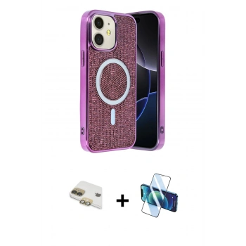 MARSİLYAN™- iPhone 11 Kılıf Eksen Çizgi - Siyah 3D Antistatik Seramik Nano Ekran Koruyucu + Pers Alüminyum Kamera Lens - GD