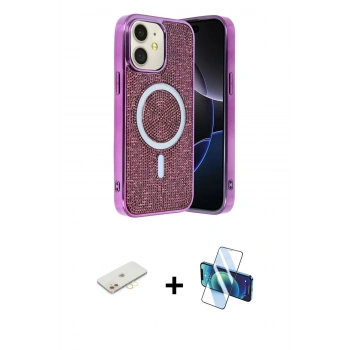 MARSİLYAN™- iPhone 11 Kılıf Eksen Çizgi - Siyah 3D Antistatik Seramik Nano Ekran Koruyucu + Renkli Kamera Lens Koruma Cam - SI