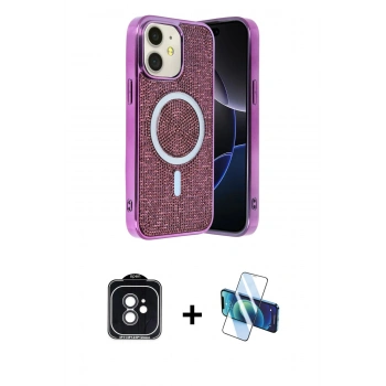 MARSİLYAN™- iPhone 11 Kılıf Eksen Çizgi - Siyah 3D Antistatik Seramik Nano Ekran Koruyucu + PVD Metal Kamera Lens - SH