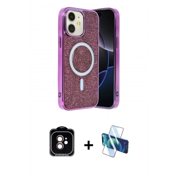 MARSİLYAN™- iPhone 11 Kılıf Eksen Çizgi - Siyah 3D Antistatik Seramik Nano Ekran Koruyucu + PVD Metal Kamera Lens - TU