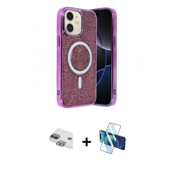 MARSİLYAN™- iPhone 11 Kılıf Eksen Çizgi - Siyah 3D Antistatik Seramik Nano Ekran Koruyucu + Pers Alüminyum Kamera Lens - YL