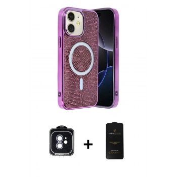 MARSİLYAN™- iPhone 11 Kılıf Eksen Çizgi - Siyah 6D Antistatik Mat Seramik Hayalet Nano Ekran Koruyucu + PVD Metal Kamera Lens - MI