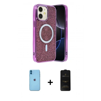 MARSİLYAN™- iPhone 11 Kılıf Eksen Çizgi - Siyah 6D Antistatik Mat Seramik Hayalet Nano Ekran Koruyucu + Neon Fosforlu Kamera Lens - MI