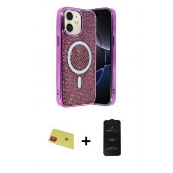 MARSİLYAN™- iPhone 11 Kılıf Eksen Çizgi - Siyah 6D Antistatik Mat Seramik Hayalet Nano Ekran Koruyucu + Rainbow Kamera Lens Koruma Cam - KI