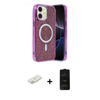 MARSİLYAN™- iPhone 11 Kılıf Eksen Çizgi - Siyah 6D Antistatik Mat Seramik Hayalet Nano Ekran Koruyucu + Renkli Kamera Lens Koruma Cam - TU