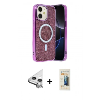 MARSİLYAN™- iPhone 11 Kılıf Eksen Çizgi - Siyah 6D Mat Seramik Hayalet Nano Ekran Koruyucu + Raze Metal Kamera Lens - GS