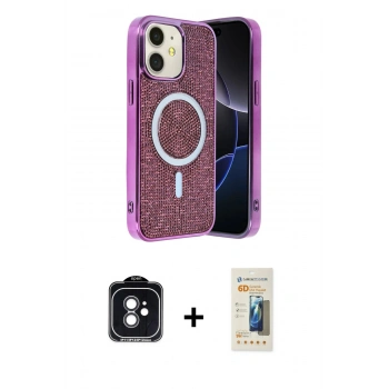 MARSİLYAN™- iPhone 11 Kılıf Eksen Çizgi - Siyah 6D Mat Seramik Hayalet Nano Ekran Koruyucu + PVD Metal Kamera Lens - SH