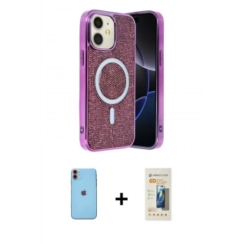 MARSİLYAN™- iPhone 11 Kılıf Eksen Çizgi - Siyah 6D Mat Seramik Hayalet Nano Ekran Koruyucu + Neon Fosforlu Kamera Lens - TU