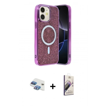 MARSİLYAN™- iPhone 11 Kılıf Eksen Çizgi - Siyah Bilvis 3D Mat Cam Ekran Koruyucu + Pers Alüminyum Kamera Lens - GI