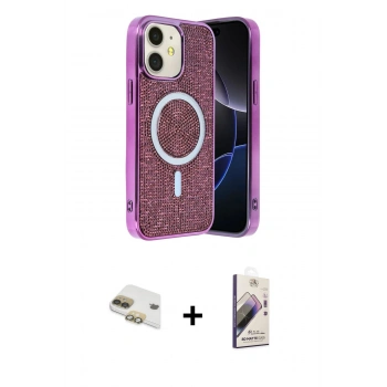 MARSİLYAN™- iPhone 11 Kılıf Eksen Çizgi - Siyah Bilvis 3D Mat Cam Ekran Koruyucu + Pers Alüminyum Kamera Lens - GD